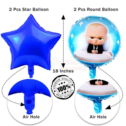 Arjoos | Birthday Boss Baby Decorations Foil Blue Balloon ( Pack of 1 Set) | Boss Baby Theme Kids Party Helium Foil Balloon | Party supplies Kit For Birthday Parties - 1pcs .