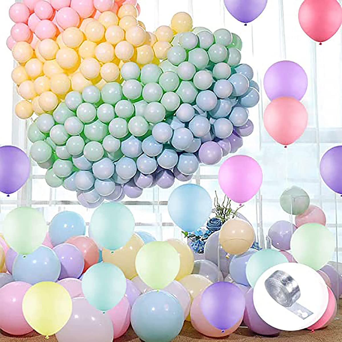 Arjoos  | Pastel  Balloons for Birthday Decoration,9 inch Set of 100pcs ( Multicolour )