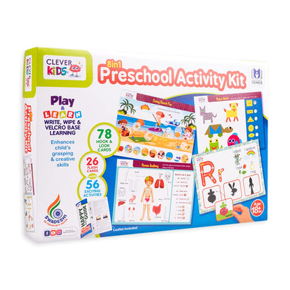 Arjoos | 8-in-1 Preschool Activity Kit | Early Learning & Education with 26 Flash Cards and 56 Exciting Activities for Toddlers 18+ Months