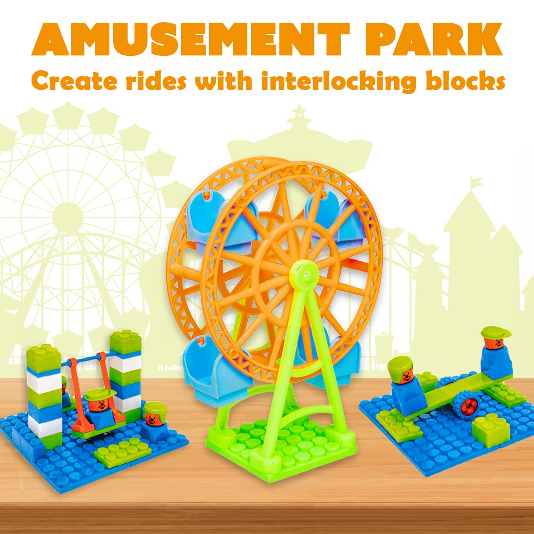 Arjoos | Amusement Park Jumbo | Plastic Building Blocks | 74 Pieces for Kids | Gift For Boys & Girls .