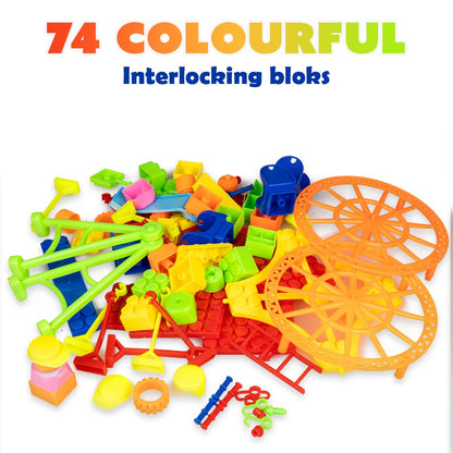 Arjoos | Amusement Park Jumbo | Plastic Building Blocks | 74 Pieces for Kids | Gift For Boys & Girls .