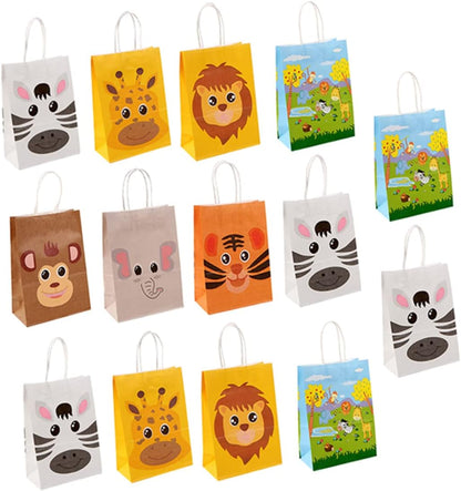 Arjoos | Animal Birthday Party Gift Goody Bags (pack Of 12)