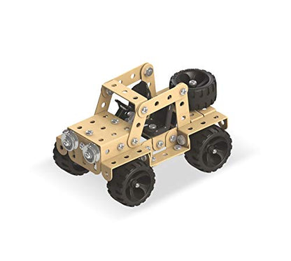 Arjoos | Mechanix Safari Building and Construction | 155 Pieces in The Game | Can Make 5 Different Safari Cars Models |  Set for Boys and Girls |  high quality steel | Ages 3, 4, 5, 6, 7 | Travel Toys | Multicolour