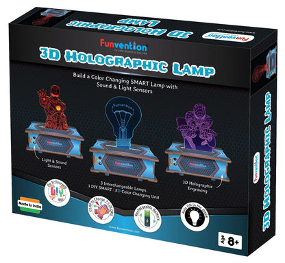 Arjoos | 3D Holographic Smart Lamp | With Sound & Light Control | STEM Learning DIY Utility Kit ( Clap to Change Colour & Auto ON in Dark) | Birthday Gifts for Kids | (Ages 8+)