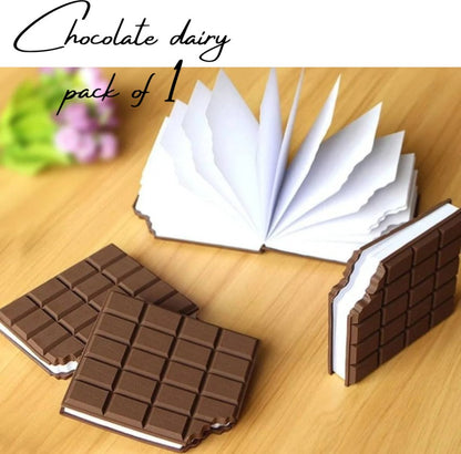 Arjoos | Chocolate Shaped Personal Desk Notepad | Memo Book Small Diary | Chocolate Shape Cover of a Memo pad | Notepad with 52 pages (Chocolate Notebook)(Brown) | For Both Boys and Girls