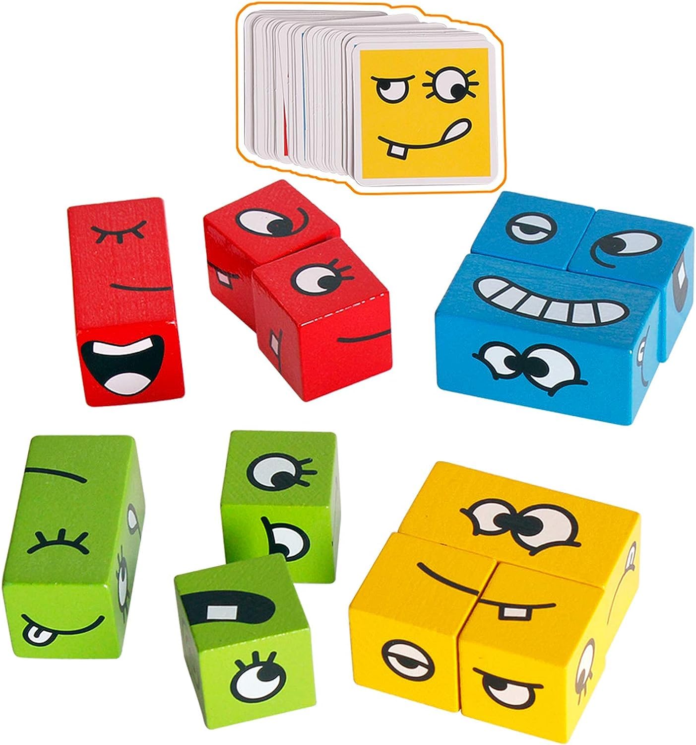 Arjoos | Face Changing Game for Kids, Smiley Face Emoji Cube for Kids, Learning & Educational Blocks Expressions Puzzles Emotion Change Toy with 16 Face Cube and 72 Cards for Kids (Multi Colour)  | Toys  for kids