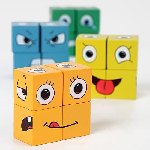 Arjoos | Face Changing Game for Kids, Smiley Face Emoji Cube for Kids, Learning & Educational Blocks Expressions Puzzles Emotion Change Toy with 16 Face Cube and 72 Cards for Kids (Multi Colour)  | Toys  for kids