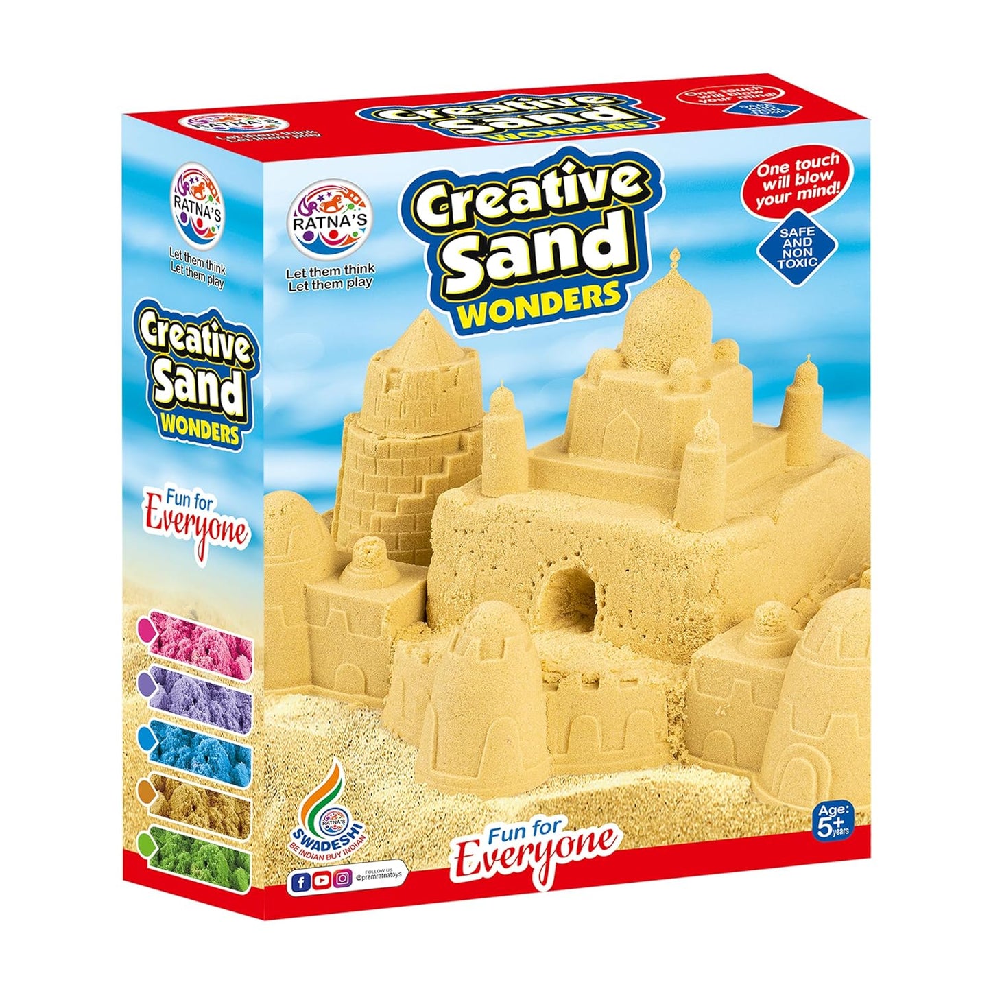 Arjoos | Creative Sand Wonders 500g with Big Moulds for Indoor Beach Fun | Kinetic Sand Smooth and Non Sticky for Kids | Birthday Gifts for Kids  - Age - 5+Years