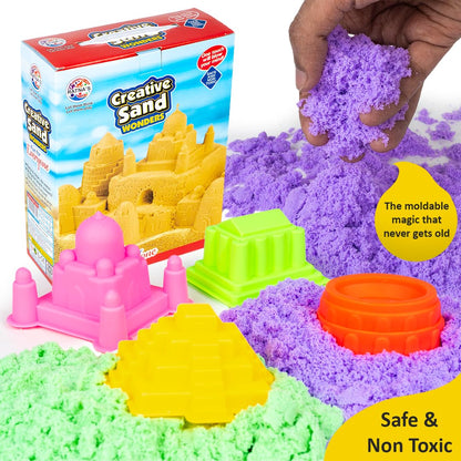 Arjoos | Creative Sand Wonders 500g with Big Moulds for Indoor Beach Fun | Kinetic Sand Smooth and Non Sticky for Kids | Birthday Gifts for Kids  - Age - 5+Years