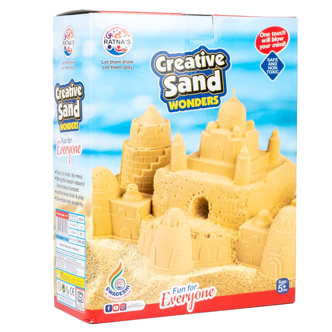 Arjoos | Creative Sand Wonders 500g with Big Moulds for Indoor Beach Fun | Kinetic Sand Smooth and Non Sticky for Kids | Birthday Gifts for Kids  - Age - 5+Years