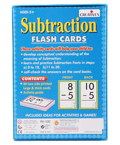 Arjoos | Creative's Subtraction- Flash Cards | Math Flash Cards | Learning Flash Cards | Double Sided Flash Cards | Learning & Educational | Easy & Fun Way of Learning | Ages 5 & up | Toy for Boys and Girls