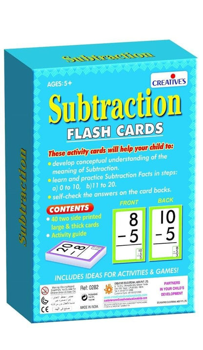 Arjoos | Creative's Subtraction- Flash Cards | Math Flash Cards | Learning Flash Cards | Double Sided Flash Cards | Learning & Educational | Easy & Fun Way of Learning | Ages 5 & up | Toy for Boys and Girls