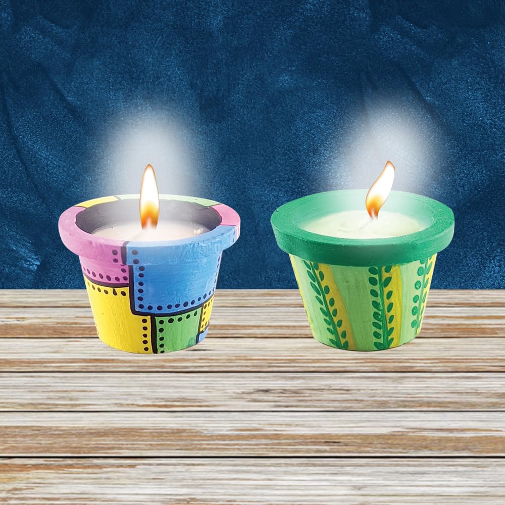 Arjoos | DIY Candles Pretty Pots | Pot Painting Kit | DIY Diwali Candle Making Kit | Art and Craft kit | Birthday Gifts for Kids - Age - 8+Years