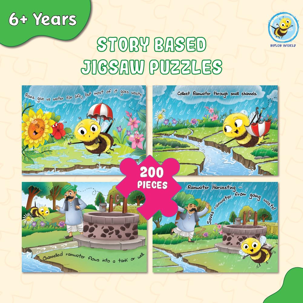 Arjoos | Educational Story-Based Puzzle Set | 4 Jigsaw Puzzles & 1 Activity Book on Rainwater Harvesting | Birthday Gifts for Kids - Pack of 1 - ( Age - 3 + )