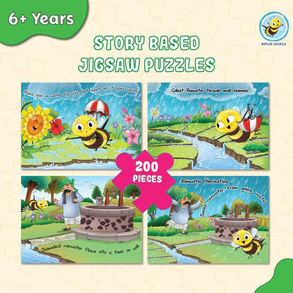 Arjoos | Educational Story-Based Puzzle Set | 4 Jigsaw Puzzles & 1 Activity Book on Rainwater Harvesting | Birthday Gifts for Kids - Pack of 1 - ( Age - 3 + )