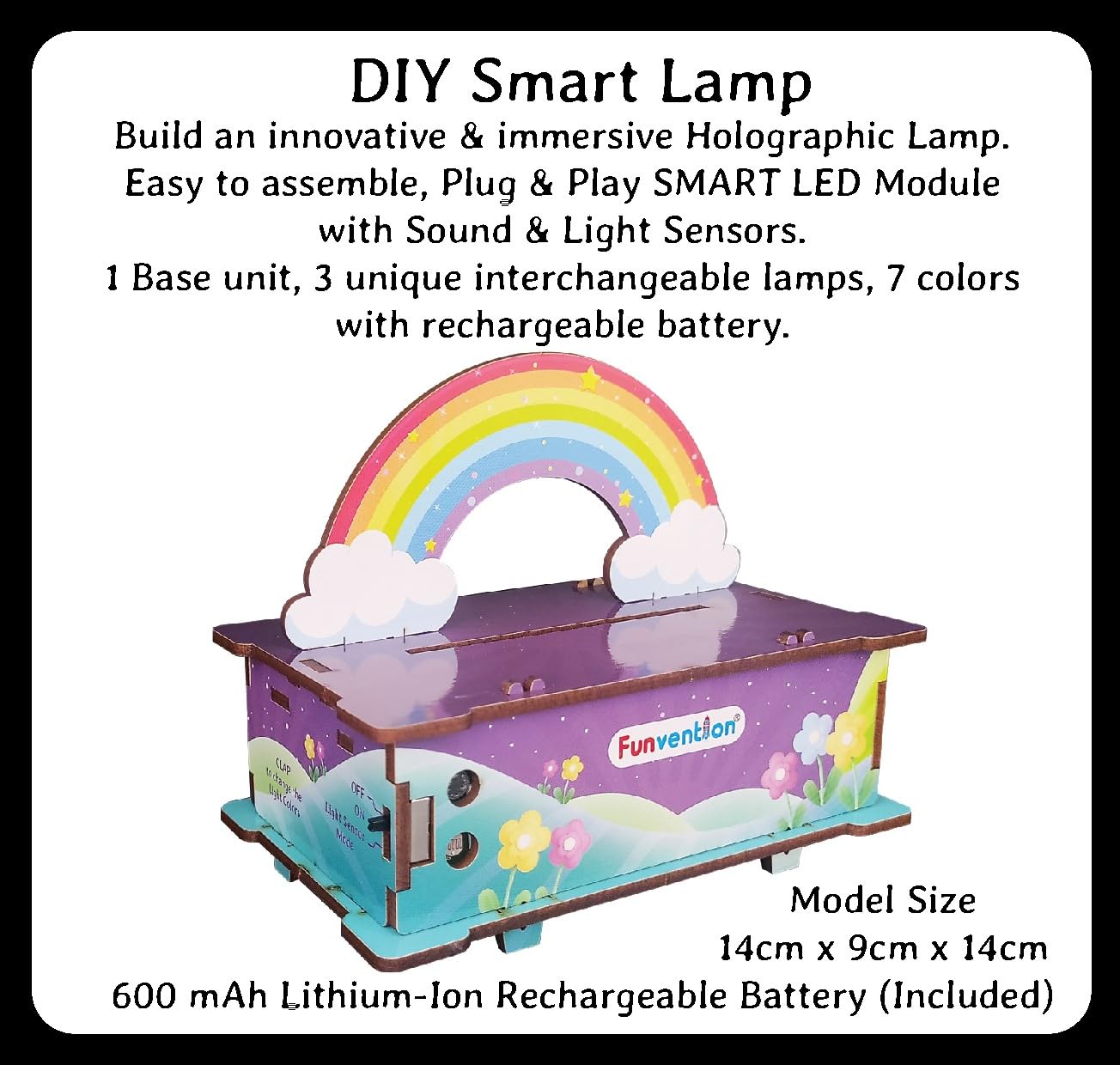 Arjoos | Fairytale Smart Lamp (Unicorn, Angle & Castle) | Sound & Light Controlled Lamp | STEM Learning DIY Utility Kit ( Clap to Change Colour & Auto ON in Dark) | Birthday Gifts for Kids | (Ages 8+)