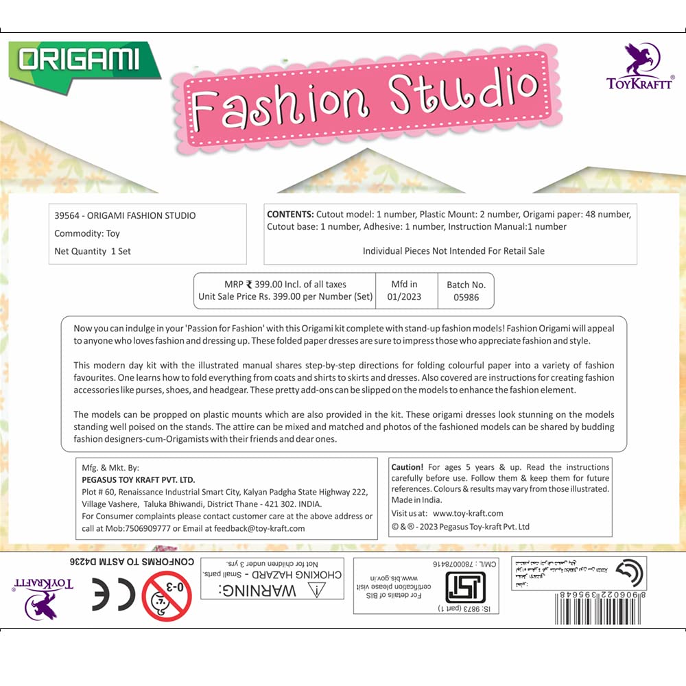 Arjoos | Fashion Studio - Paper Craft Kit | Ultimate DIY Design Set for Creative Fashionistas & Custom Paper Projects | Birthday Gifts for Kids - Age - 7+Years