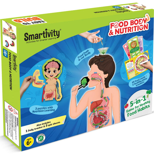 Arjoos | Food Body & Nutrition Toy  |  DIY STEM Educational Science Toy |  Healthy Eating Game, Food Cards, Diet Tracker | Birthday Gifts for Kids - Age - 6+Years