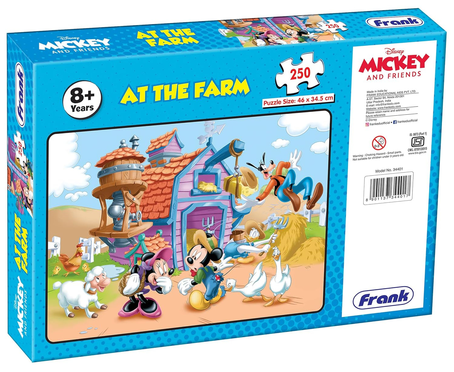 Arjoos | Frank Disney Mickey Mouse - at The Farm Jigsaw Puzzle (250 Pieces) for Kids Above 8+ Years - Fun & Challenging Brain Booster Games | Educational Puzzle for Focus and Memory | Both Boys and Girls