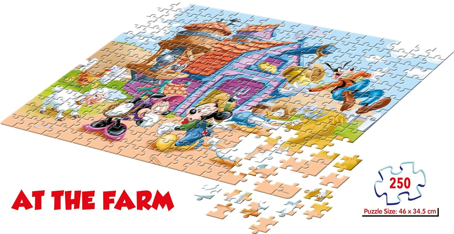 Arjoos | Frank Disney Mickey Mouse - at The Farm Jigsaw Puzzle (250 Pieces) for Kids Above 8+ Years - Fun & Challenging Brain Booster Games | Educational Puzzle for Focus and Memory | Both Boys and Girls