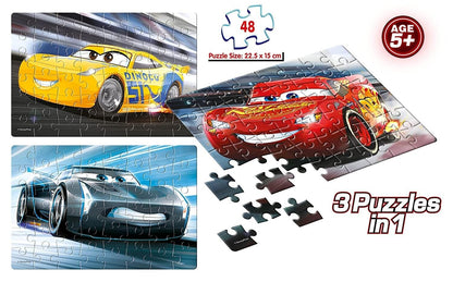 Arjoos | Frank Disney Pixar Cars (48 Pieces) 3 in 1 Jigsaw Puzzle for Kids Above 5+ Years - Fun & Challenging Brain Booster Games -for Focus and Memory | Both Boys and Girls