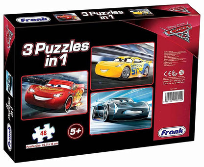 Arjoos | Frank Disney Pixar Cars (48 Pieces) 3 in 1 Jigsaw Puzzle for Kids Above 5+ Years - Fun & Challenging Brain Booster Games -for Focus and Memory | Both Boys and Girls