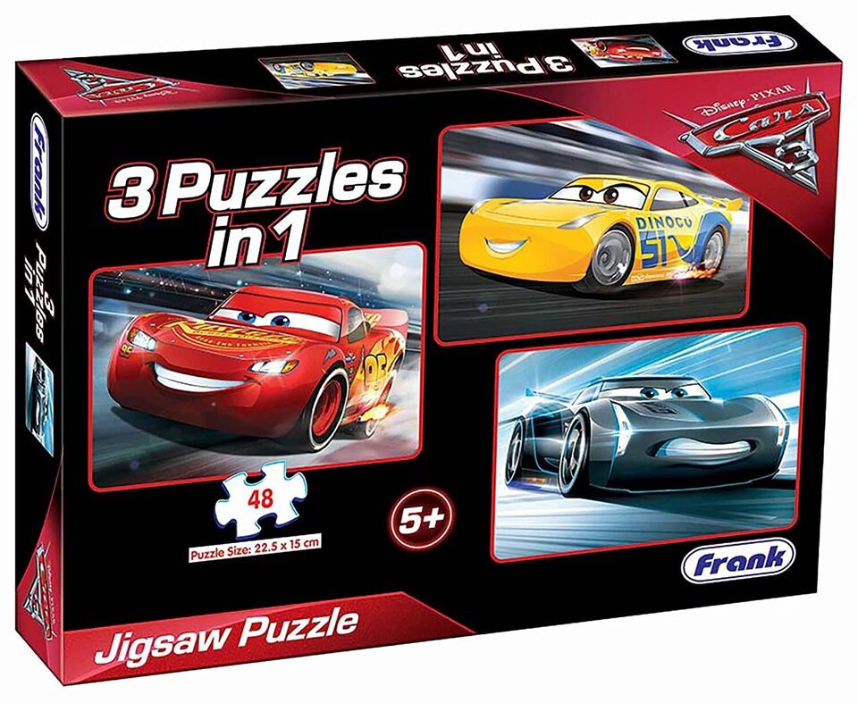 Arjoos | Frank Disney Pixar Cars (48 Pieces) 3 in 1 Jigsaw Puzzle for Kids Above 5+ Years - Fun & Challenging Brain Booster Games -for Focus and Memory | Both Boys and Girls