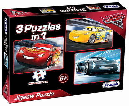 Arjoos | Frank Disney Pixar Cars (48 Pieces) 3 in 1 Jigsaw Puzzle for Kids Above 5+ Years - Fun & Challenging Brain Booster Games -for Focus and Memory | Both Boys and Girls