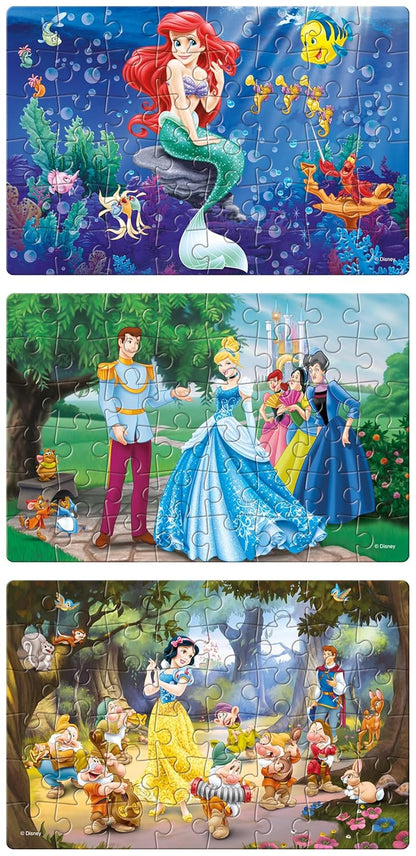 Arjoos | Frank Disney Princess (48 Pieces) 3 in 1 Jigsaw Puzzle for Kids Above 5+ Years - Fun & Challenging Brain Booster Games - for Focus and Memory | Both Boys and Girls