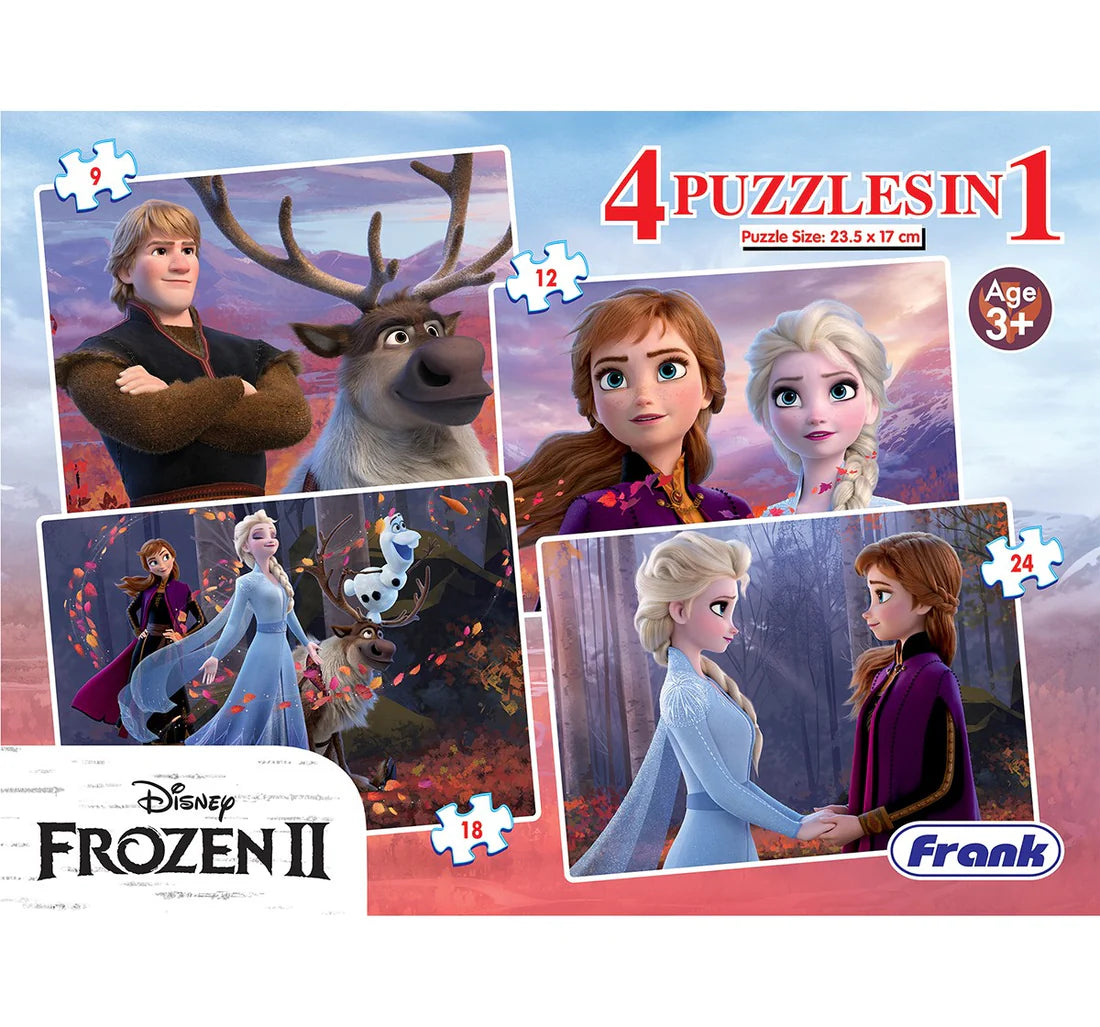 Arjoos | Disney Frozen II - A Set of 4 Jigsaw Puzzle for Kids Above 3+ Years - Fun & Challenging Brain Booster Games - for Focus and Memory | Both Boys and Girls