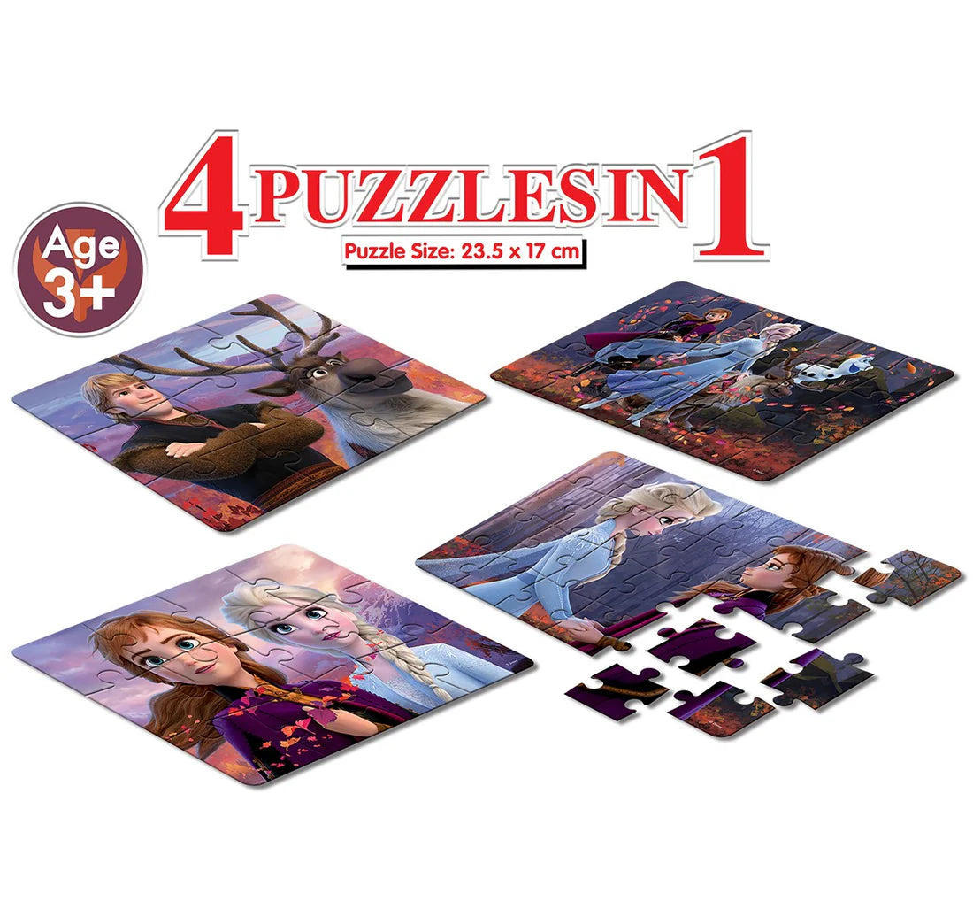 Arjoos | Disney Frozen II - A Set of 4 Jigsaw Puzzle for Kids Above 3+ Years - Fun & Challenging Brain Booster Games - for Focus and Memory | Both Boys and Girls