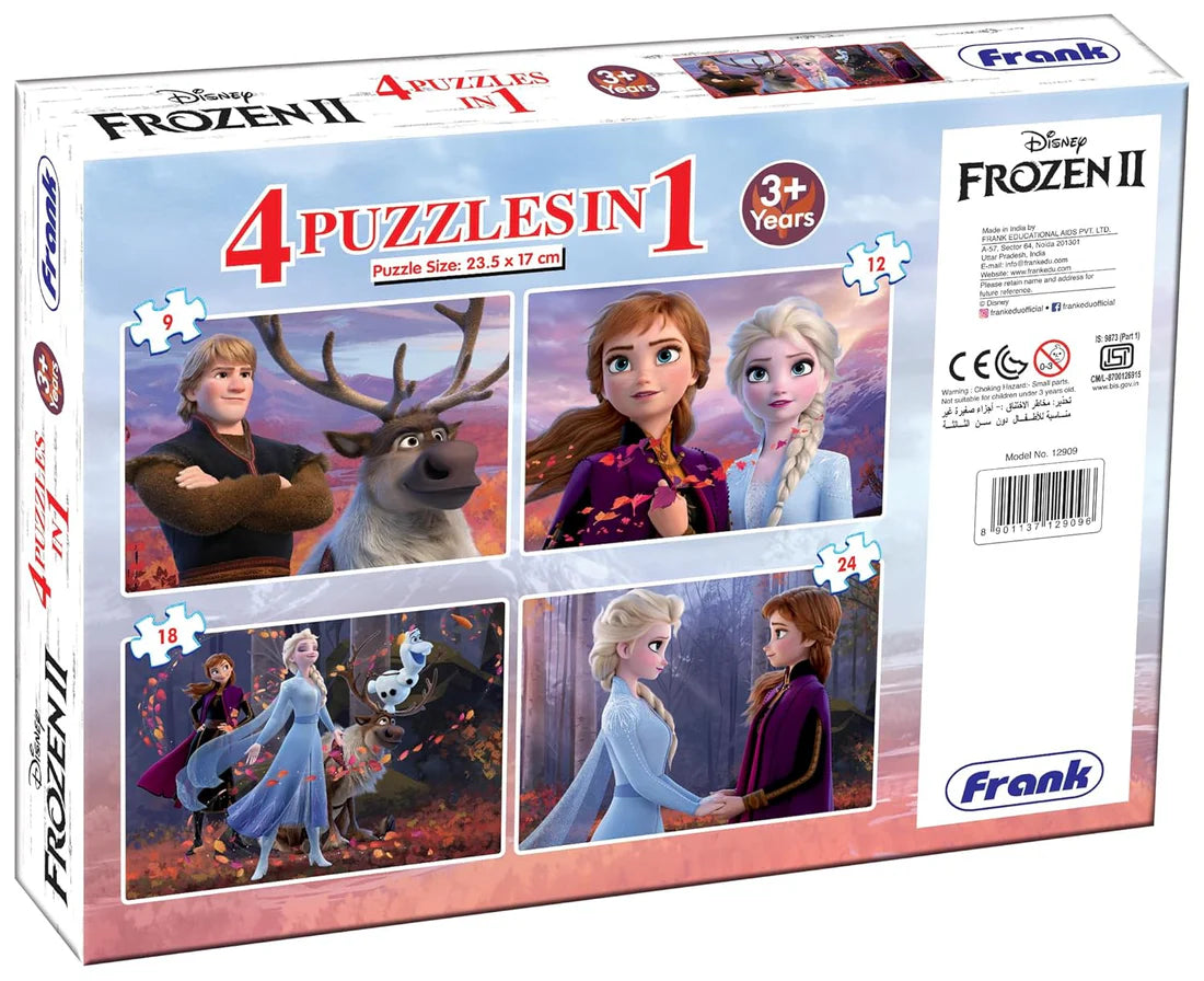 Arjoos | Disney Frozen II - A Set of 4 Jigsaw Puzzle for Kids Above 3+ Years - Fun & Challenging Brain Booster Games - for Focus and Memory | Both Boys and Girls