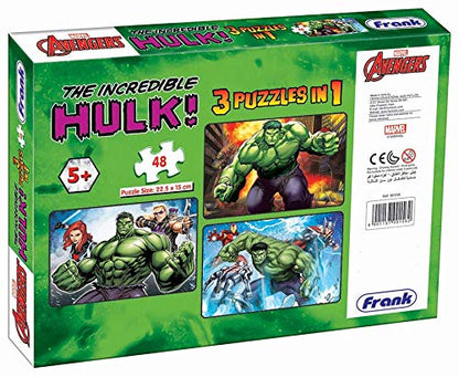 Arjoos | Frank Marvel Avengers Puzzles - The Incredible Hulk | 48 Pieces 3 in 1 Jigsaw Puzzles for Kids | Fun & Challenging Brain Booster Games | Age 5 Years Old and Above | Both Boys and Girls