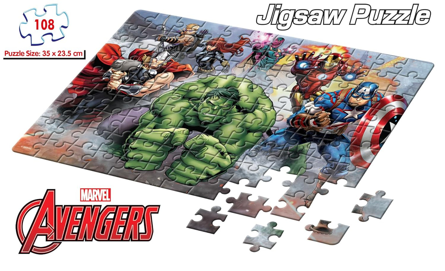 Arjoos | Frank Marvel Spider-Man Jigsaw Puzzle (108 Pieces) for Kids Above 6+ Years - Fun & Challenging Brain Booster Games - Educational Puzzle for Focus and Memory | Both Boys and Girls