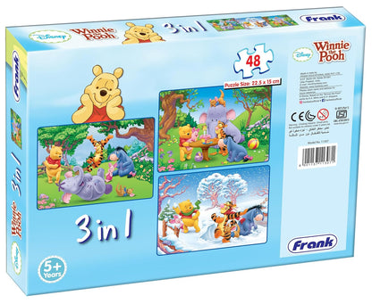 Arjoos | Disney Winnie The Pooh (48 Pieces) 3 in 1 Jigsaw Puzzle for Kids Above 5+ Years - Fun & Challenging Brain Booster Games - for Focus and Memory