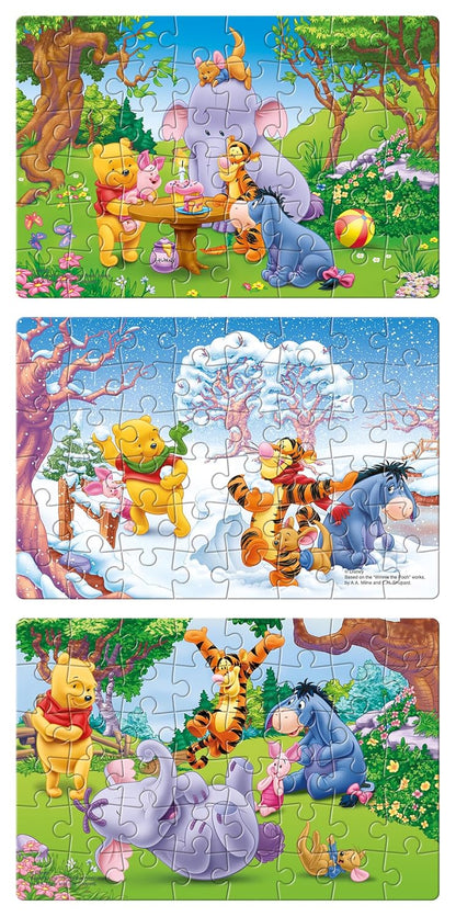 Arjoos | Disney Winnie The Pooh (48 Pieces) 3 in 1 Jigsaw Puzzle for Kids Above 5+ Years - Fun & Challenging Brain Booster Games - for Focus and Memory