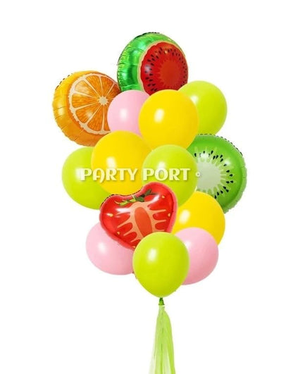 Arjoos | Fruits Theme Foil Balloon Set - with Happy Birthday Balloons | Fruit Theme Birthday Party Balloon Multicolor | Party supplies Kit For Birthday Parties - ( Pack of 1 , )