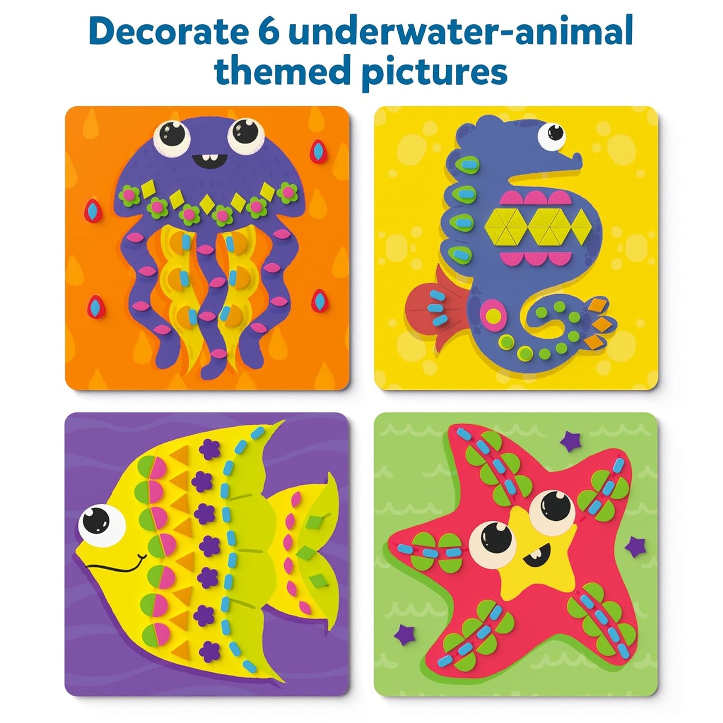 Arjoos | Fun With Foam : Underwater Animals - Art Activity | No Mess Sticker Art For Kids, Craft Kits, Diy Activity | Birthday Gifts for Kids - Age - 3+Years