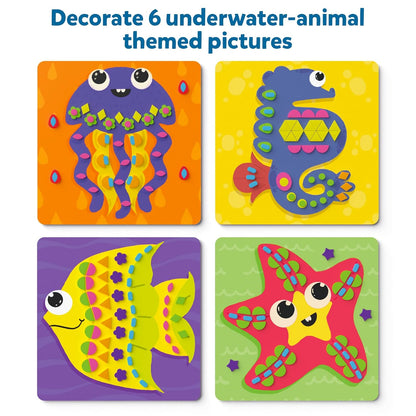 Arjoos | Fun With Foam : Underwater Animals - Art Activity | No Mess Sticker Art For Kids, Craft Kits, Diy Activity | Birthday Gifts for Kids - Age - 3+Years