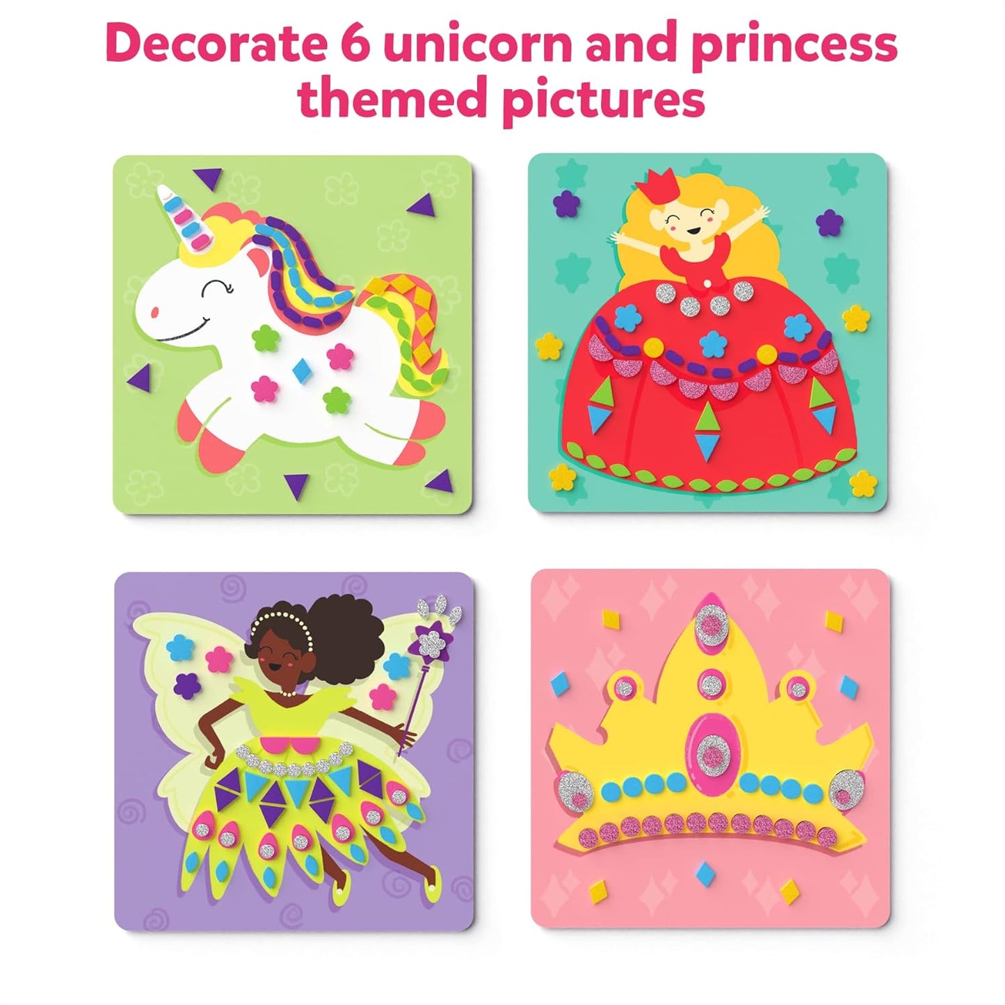 Arjoos | Fun With Foam : Unicorns & Princesses - Art Activity | No Mess Sticker Art For Kids, Craft Kits, Diy Activity | Birthday Gifts for Kids - Age - 3+Years