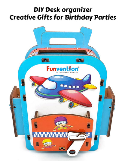 Arjoos | Funvention Airplane DIY Pen Stand  | Model Desk Organizer | 3D Puzzle Art and Craft | Birthday Gift For Kids - ( Ages - 4+ Years )