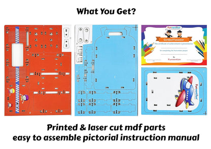 Arjoos | Funvention Airplane DIY Pen Stand  | Model Desk Organizer | 3D Puzzle Art and Craft | Birthday Gift For Kids - ( Ages - 4+ Years )