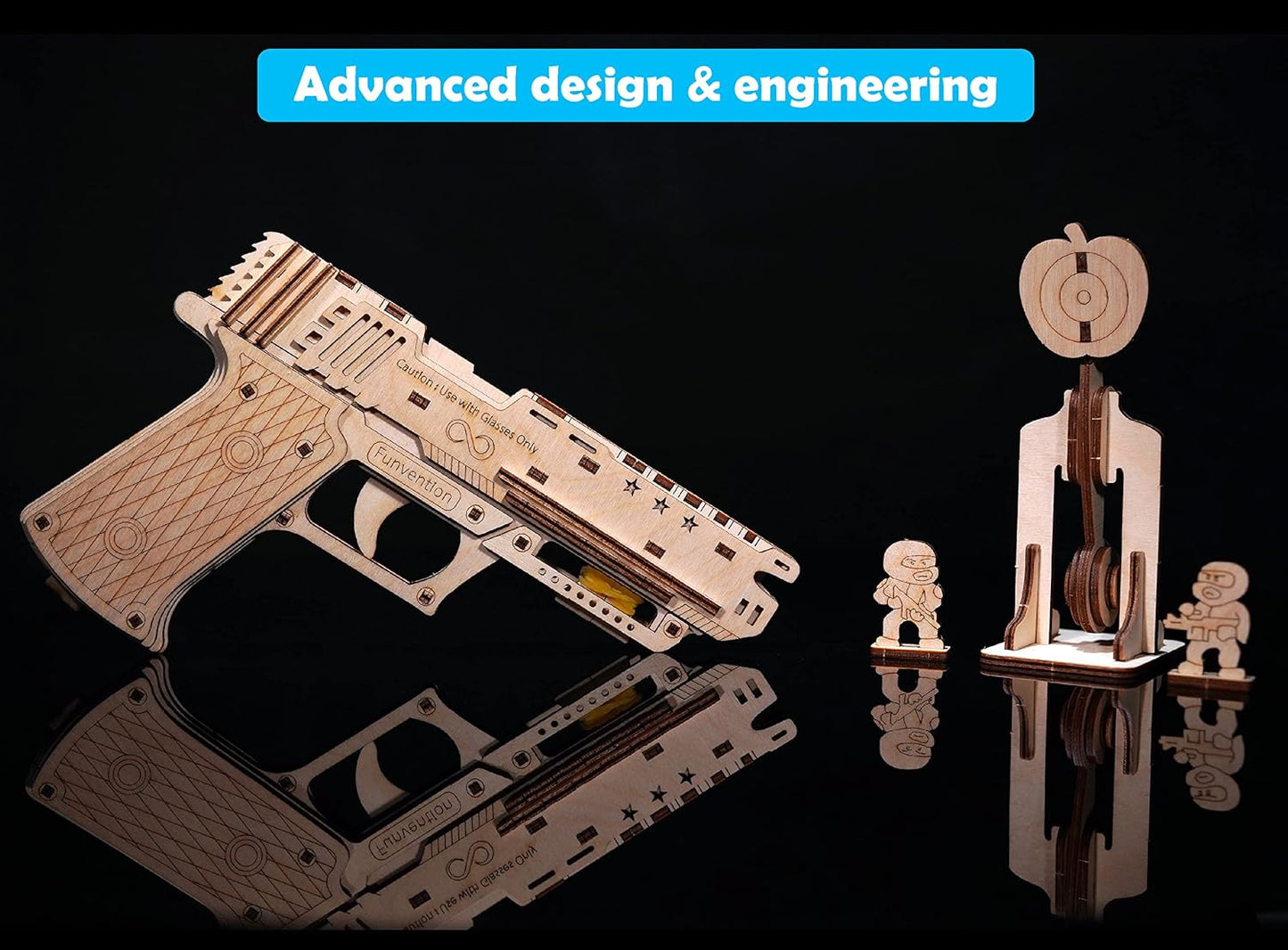 Arjoos | Handgun - DIY Functional Mechanical Model | I STEM 3D Puzzle Learning Kit | Collectible Building Kit with rubber band shooting & storage | Birthday Gifts for Kids | (Ages 8+)