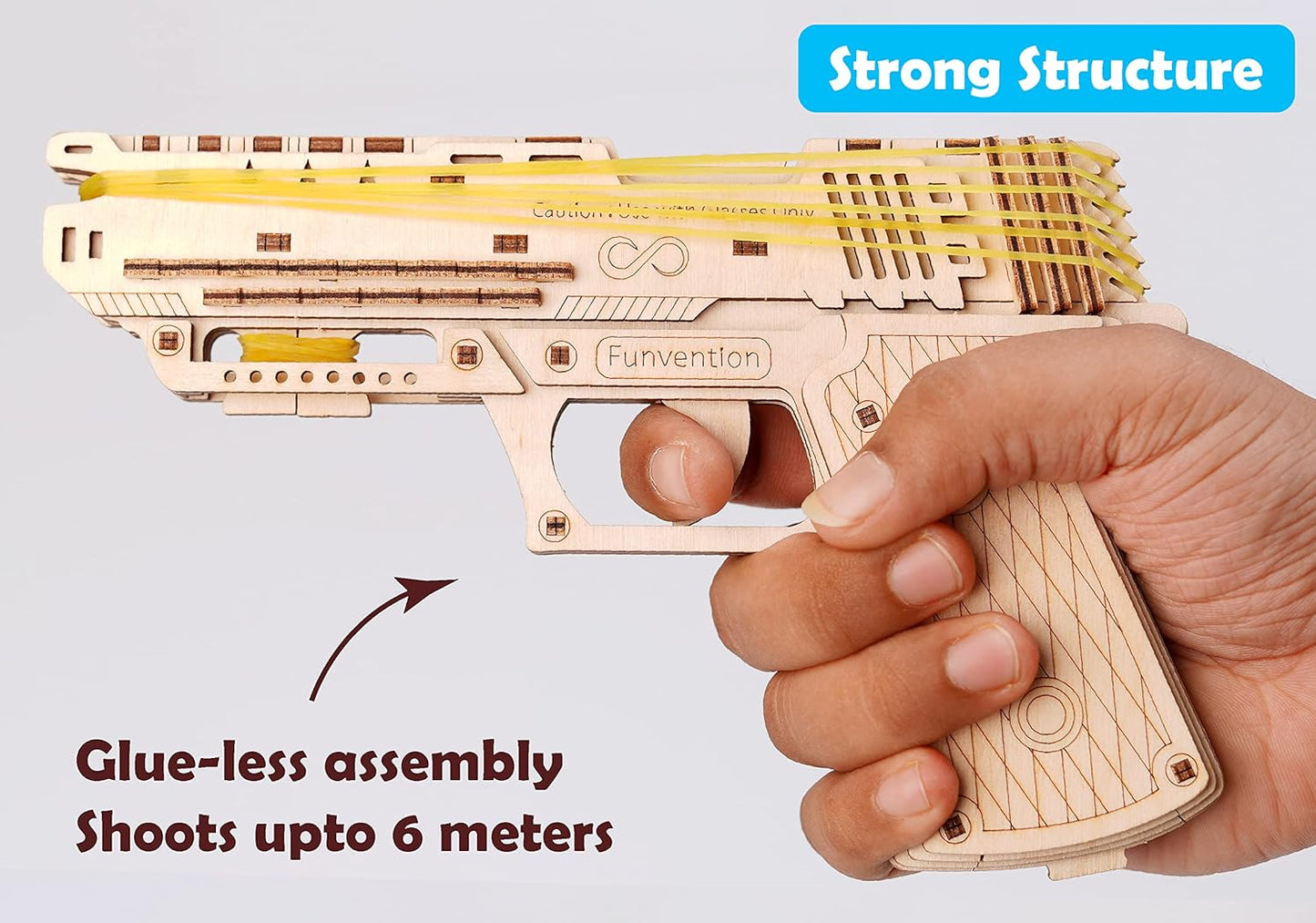 Arjoos | Handgun - DIY Functional Mechanical Model | I STEM 3D Puzzle Learning Kit | Collectible Building Kit with rubber band shooting & storage | Birthday Gifts for Kids | (Ages 8+)