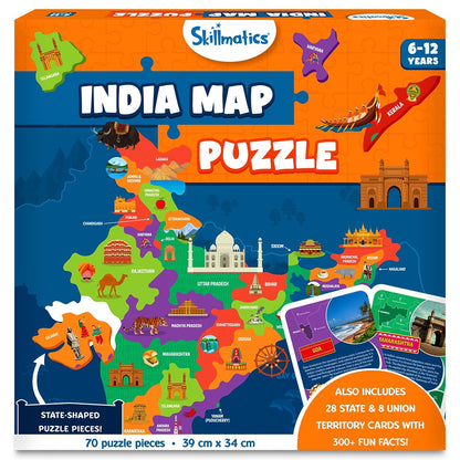 Arjoos | India Map Puzzle - 70 Pieces | Floor Puzzle & Game | Educational Toy For Learning 300+ Facts About India | Birthday Gifts for Kids - Age - 6+Years