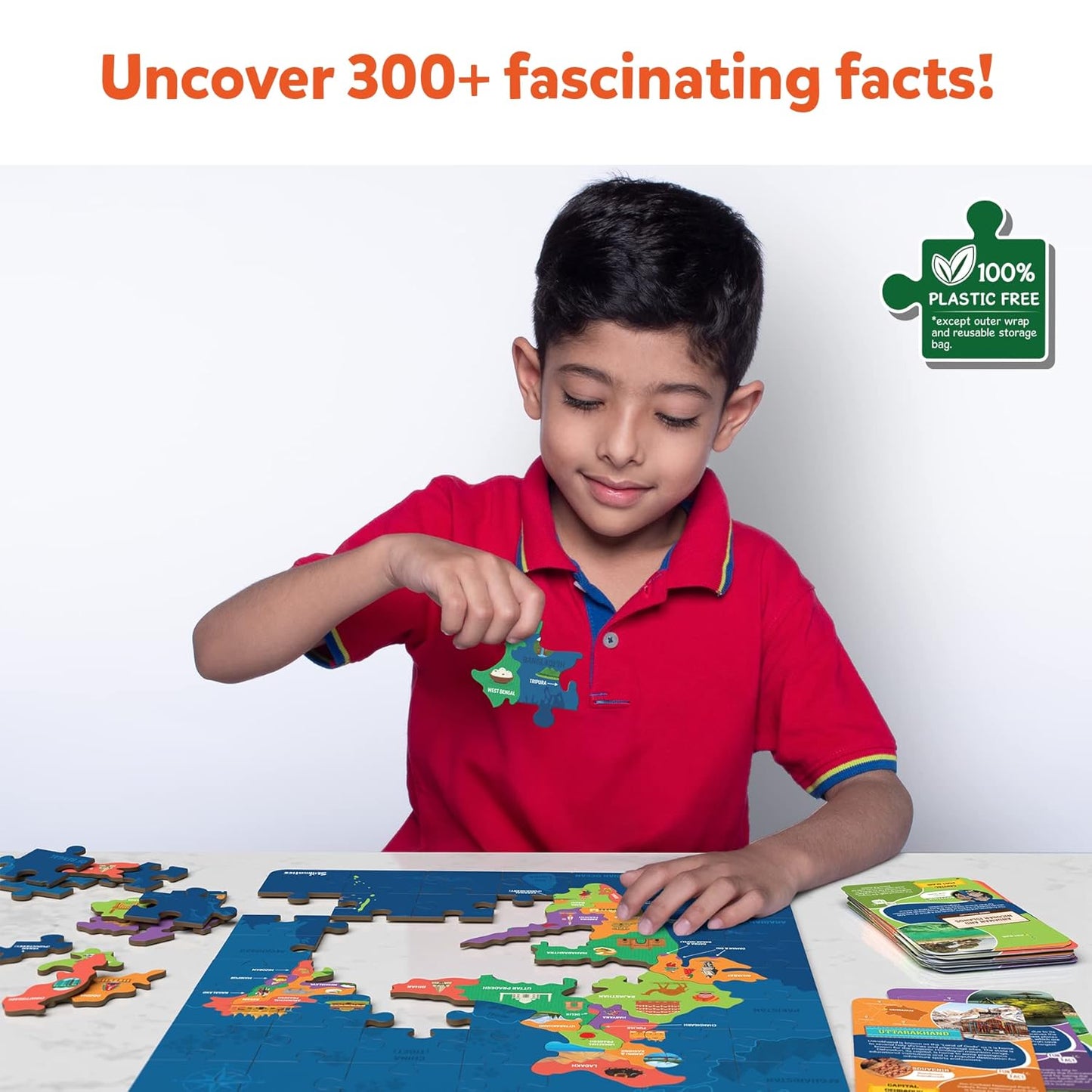 Arjoos | India Map Puzzle - 70 Pieces | Floor Puzzle & Game | Educational Toy For Learning 300+ Facts About India | Birthday Gifts for Kids - Age - 6+Years