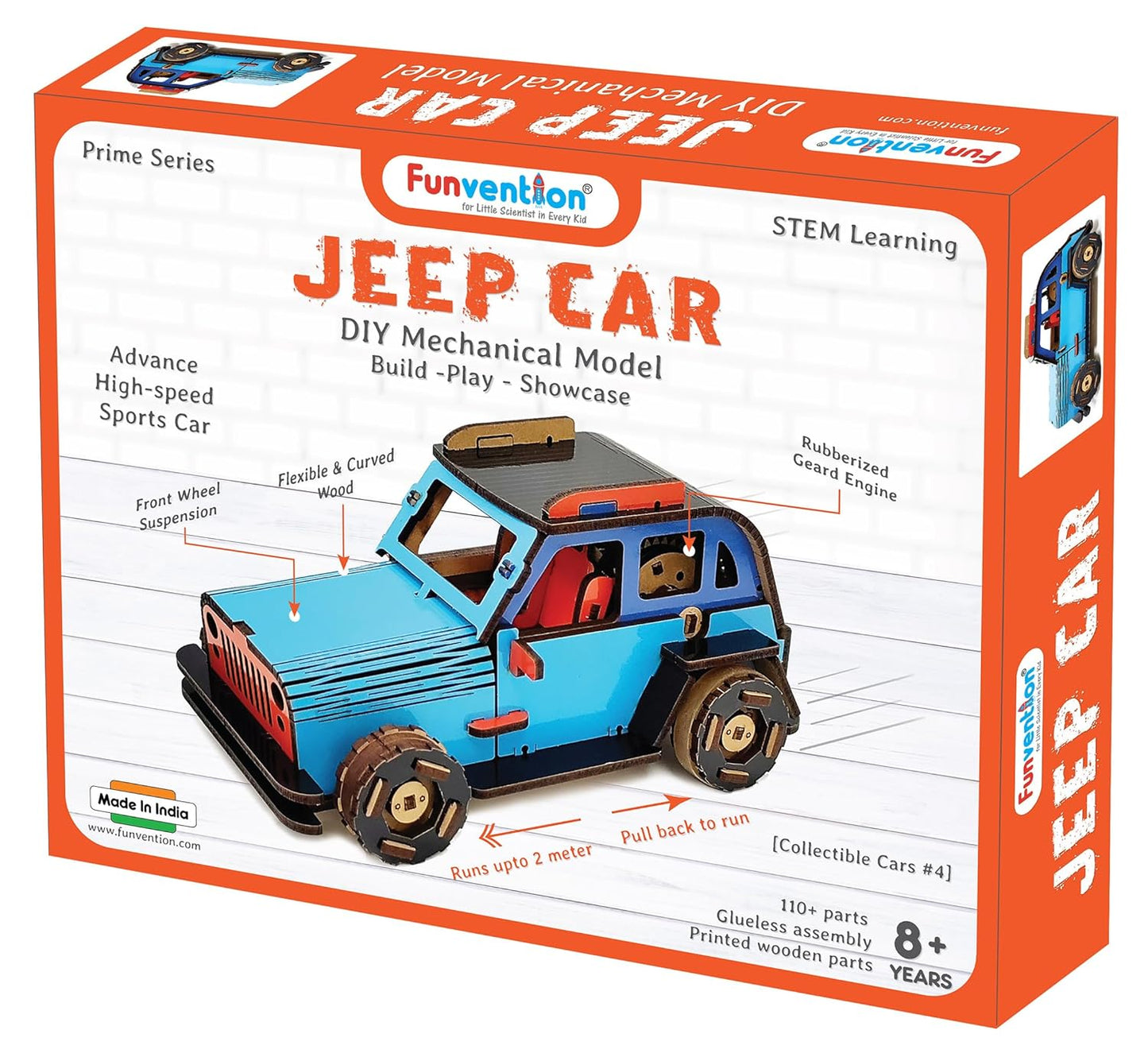 Arjoos | Jeep Car - DIY Functional Mechanical Model | 3D Puzzle STEM Learning Kit | Collectible Cars Building Kit with Working Wheels & Shocks | Birthday Gifts for Kids | (Ages 8+)