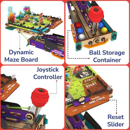 Arjoos | Joystick Arcade Maze Toy | 2in1 Space & Jungle Theme Adventures  | STEM Educational DIY Science Toys | Birthday Gifts for Kids - Age - 6+Years