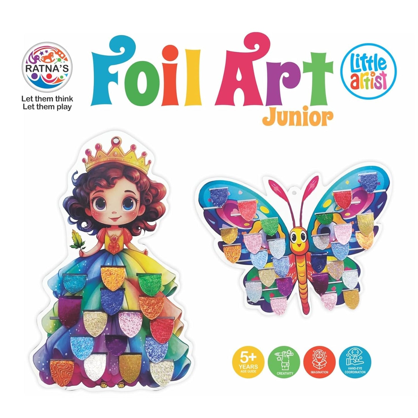 Arjoos | Junior Foil Art Kit - DIY Creative Activity Kit | STEAM Powered Art & Craft Activity | 3D Foil Art Designs , Foil Fun Craft Kits & Supplies | Birthday Gifts for Kids  - Age - 5+Years