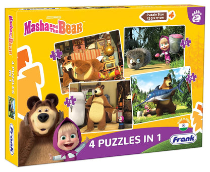 Arjoos | Frank Masha and The Bear - A Set of 4 Jigsaw Puzzle for Kids Above 3+ Years - Fun & Challenging Brain Booster Games - for Focus and Memory | Both Boys and Girls